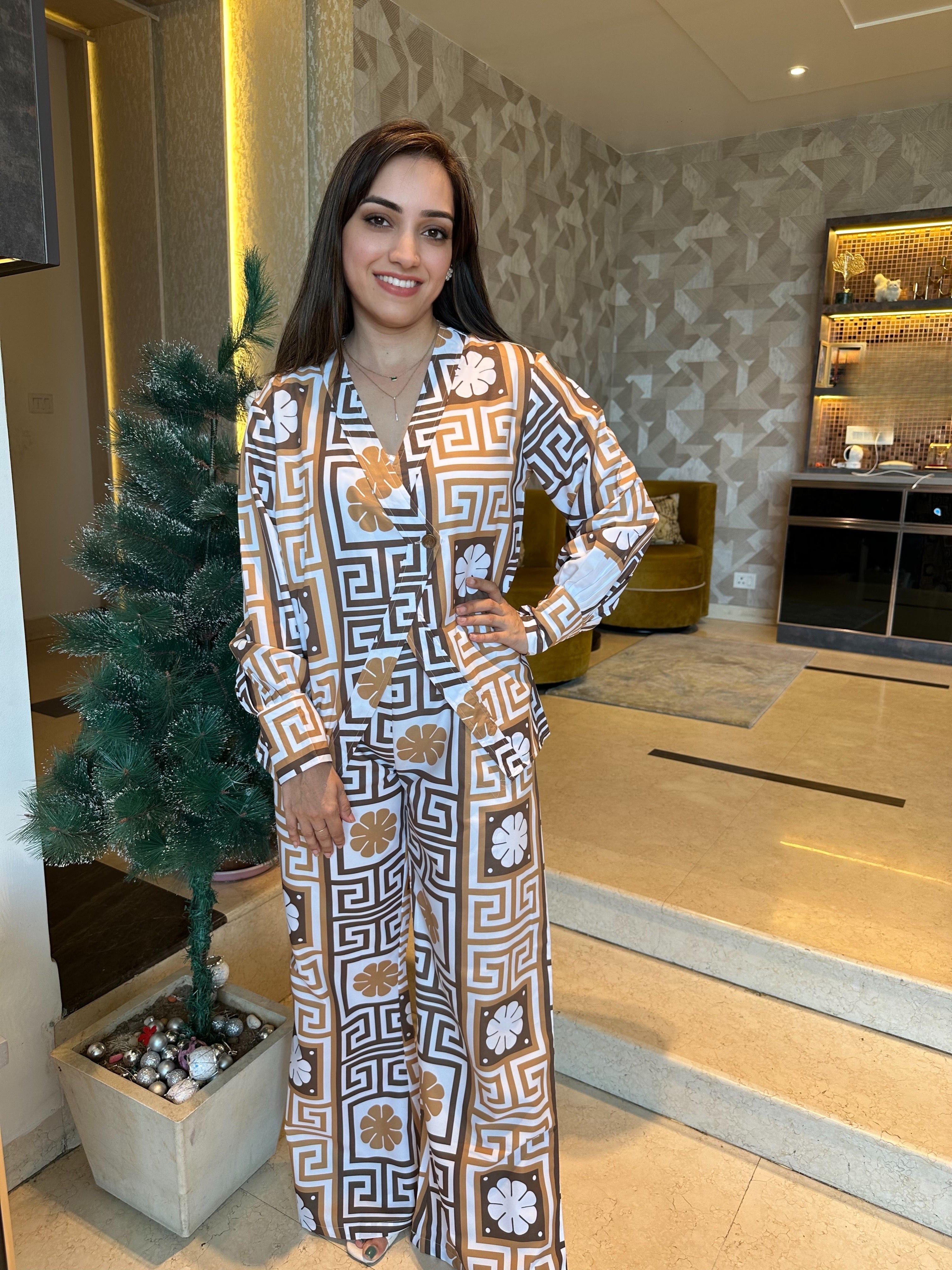 Crop-style Balmain Pattern Coord Set